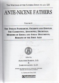 Ante-nicene fathers, v.8: the twelve patriachs, c.1-3